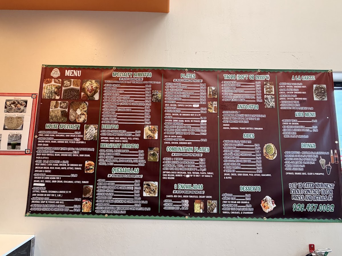 Sandy's Restaurant menu board