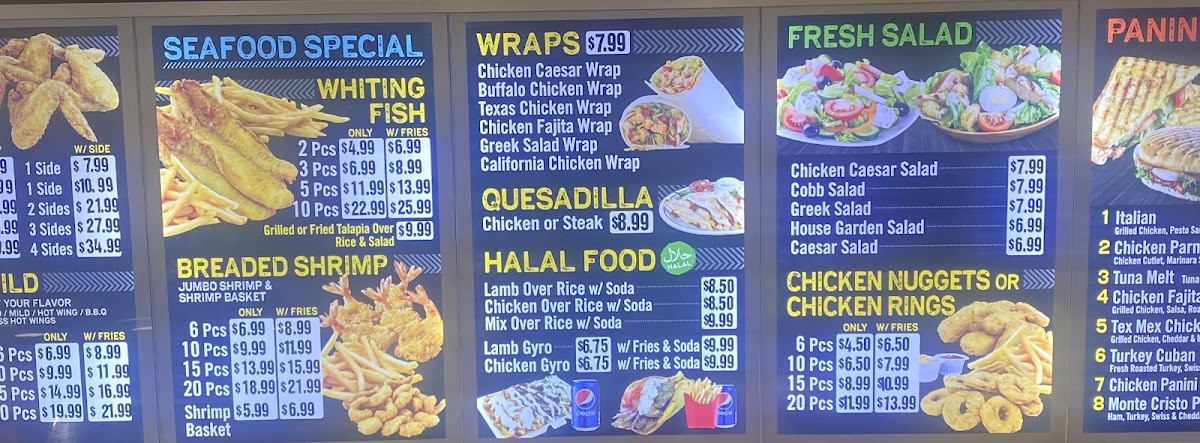 Crown - Chicken & Burger menu board