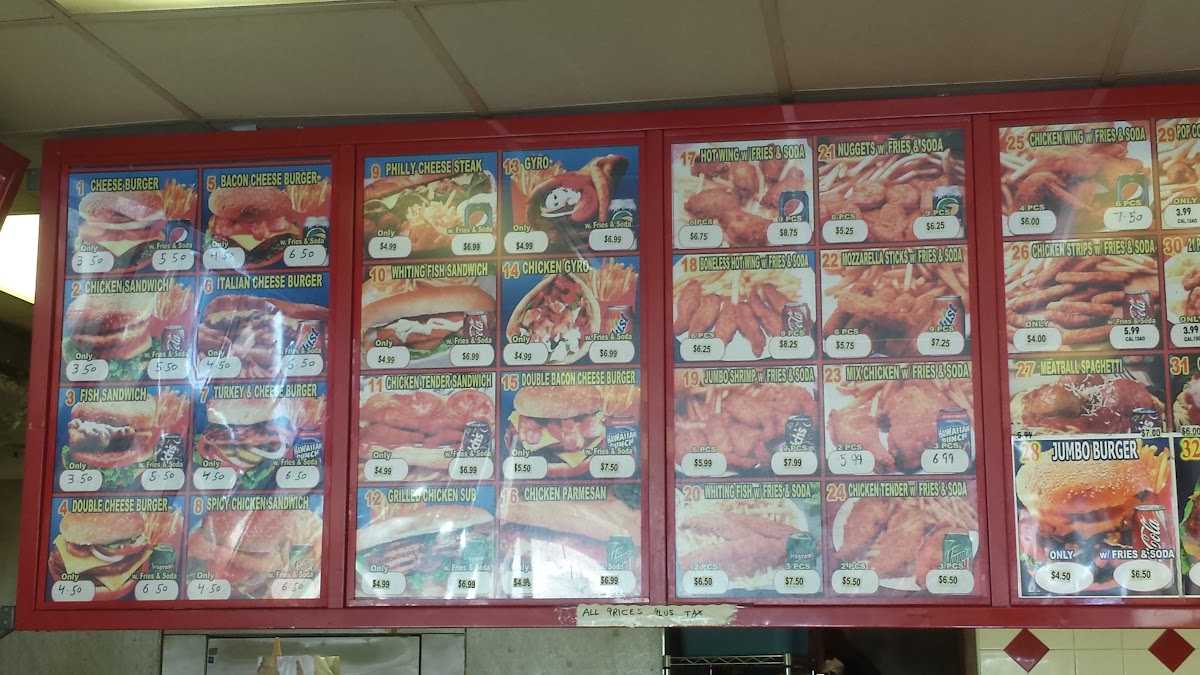 Crown - Chicken & Burger menu board