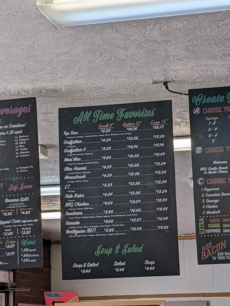 Tjs Rent-A-Flick menu board