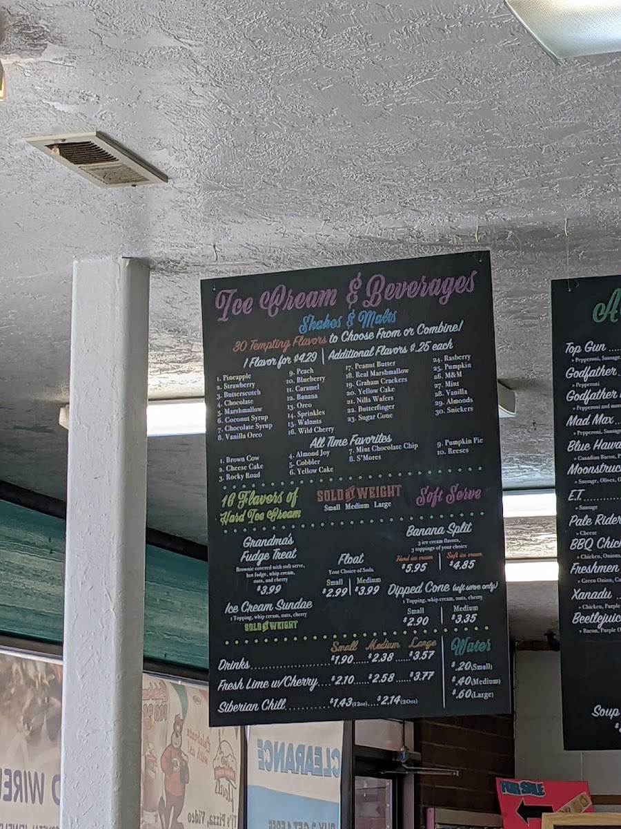 Tjs Rent-A-Flick menu board