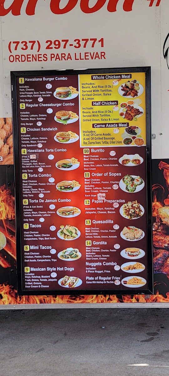 El Pollo Sierreño #6 menu board