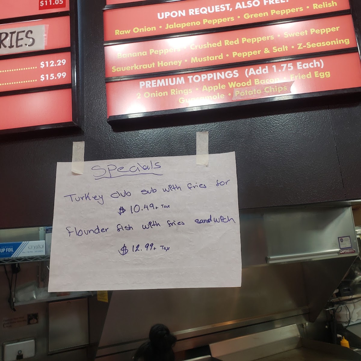 Z Burger District Heights menu board