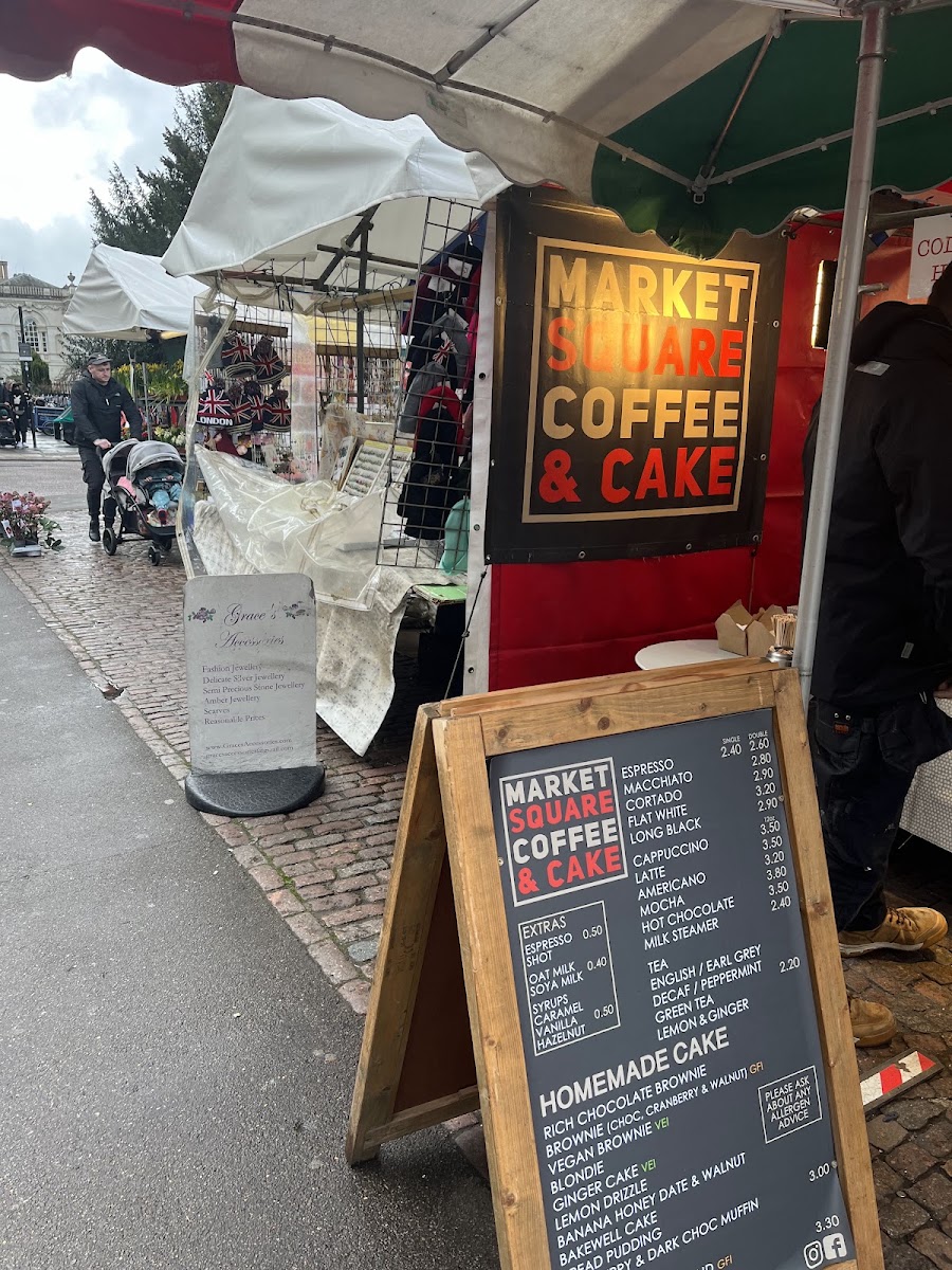 Market Square Coffee & Cake menu board