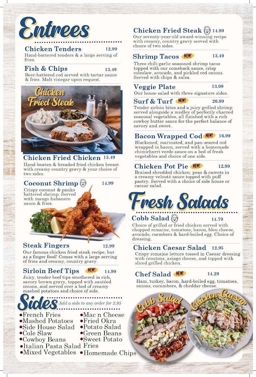Billy's Grille & Bar menu board