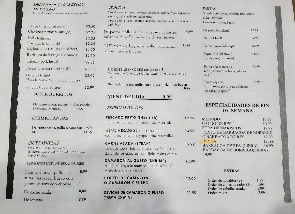 Taqueria My Beautiful Mexico, and How Delicious! menu board