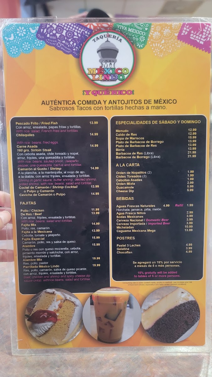 Taqueria My Beautiful Mexico, and How Delicious! menu board