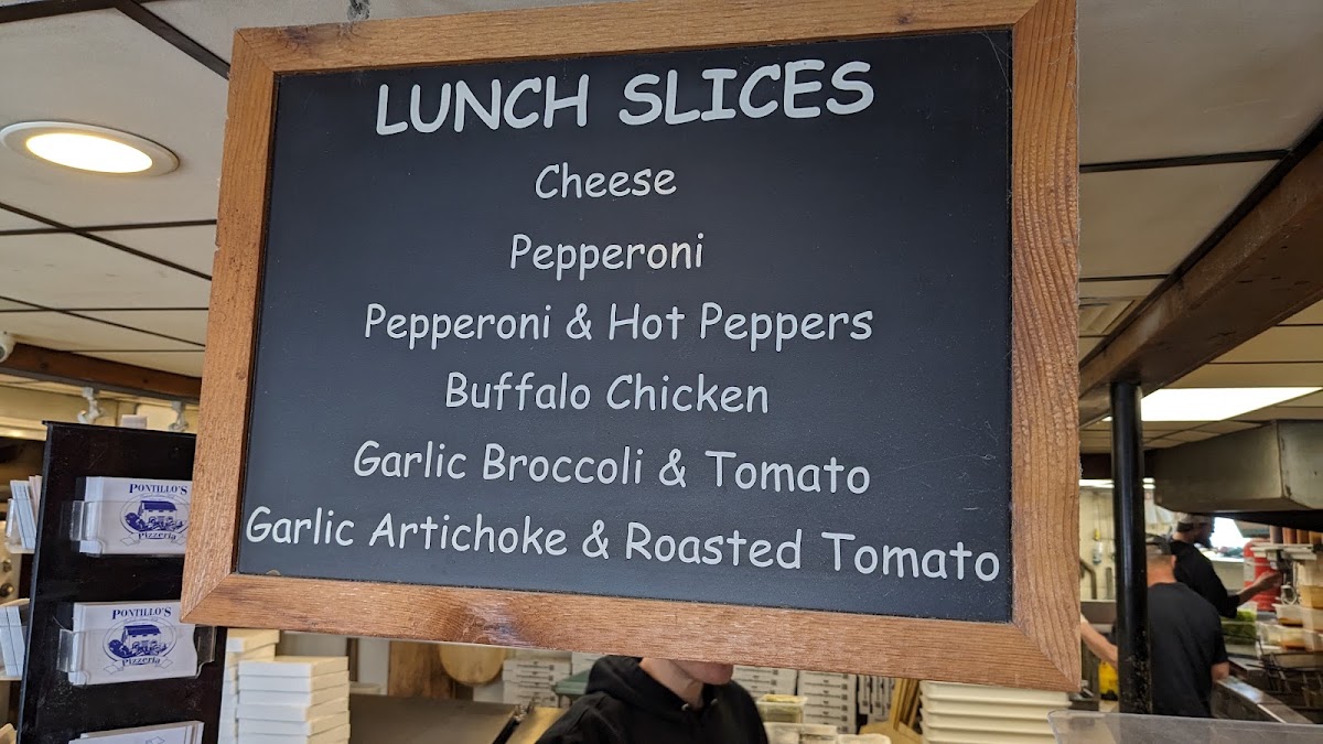Pontillo's Bushnell’s Basin menu board