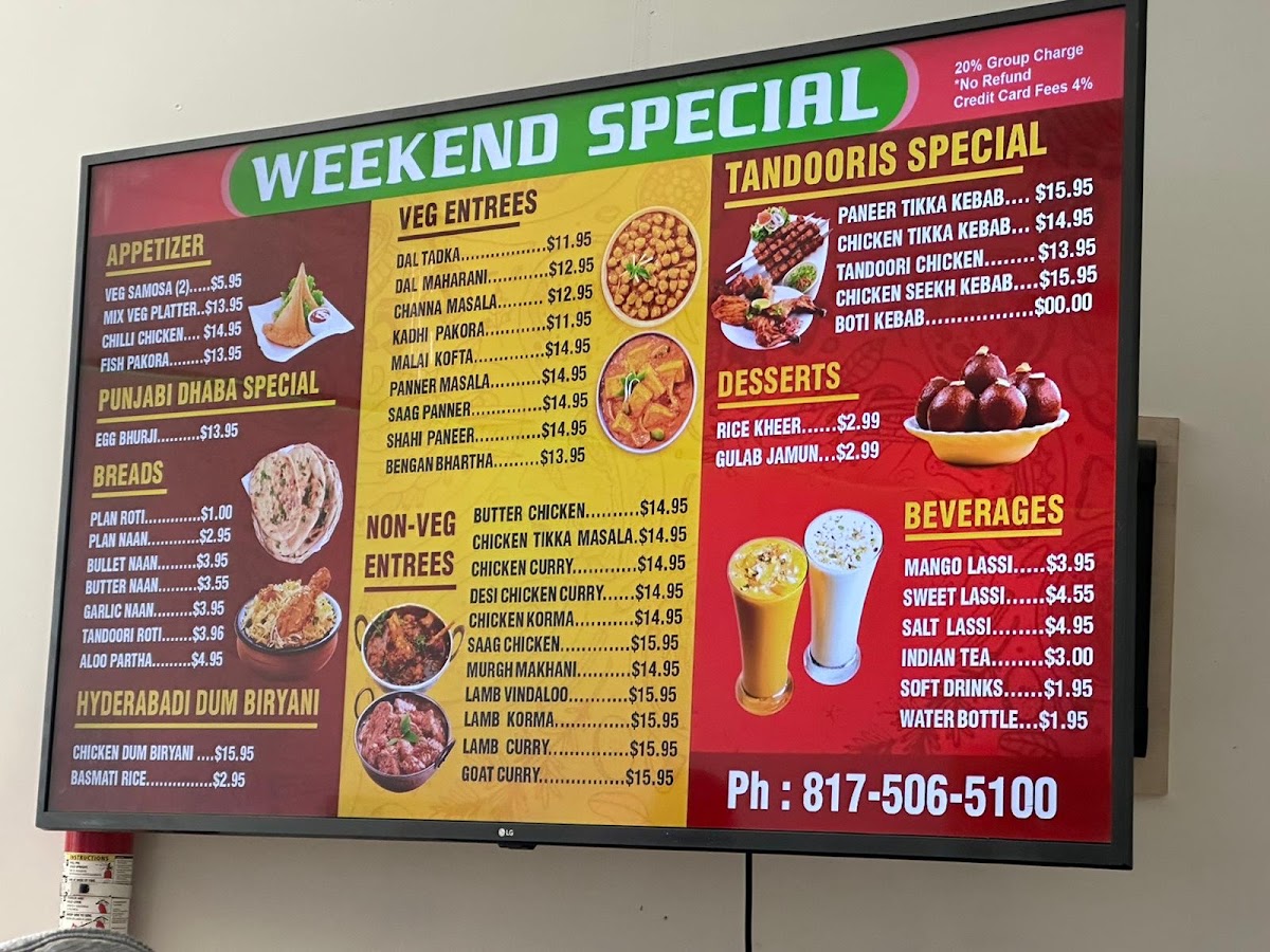 Punjabi Dhaba menu board