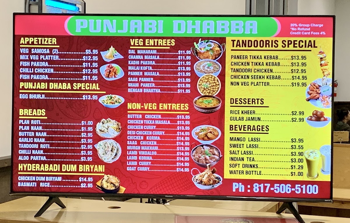 Punjabi Dhaba menu board