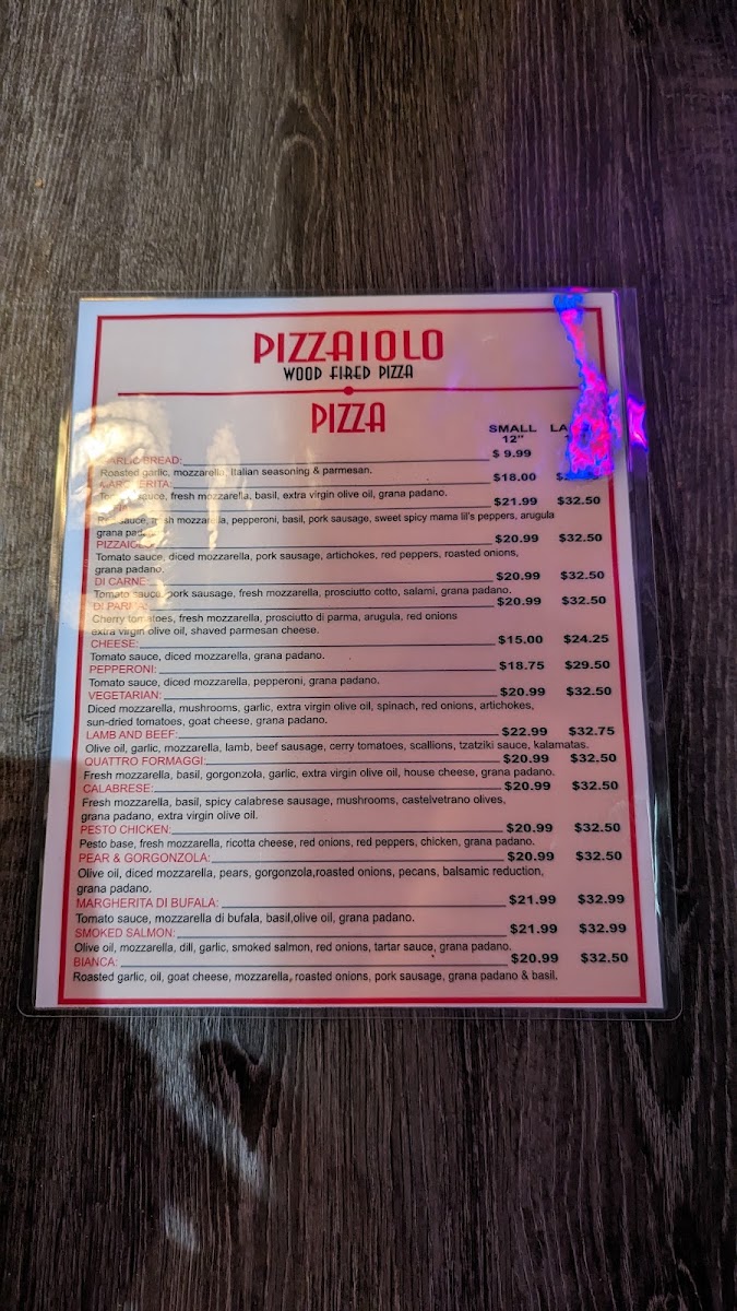 Pizzaiolo 2 Bridle Trails menu board
