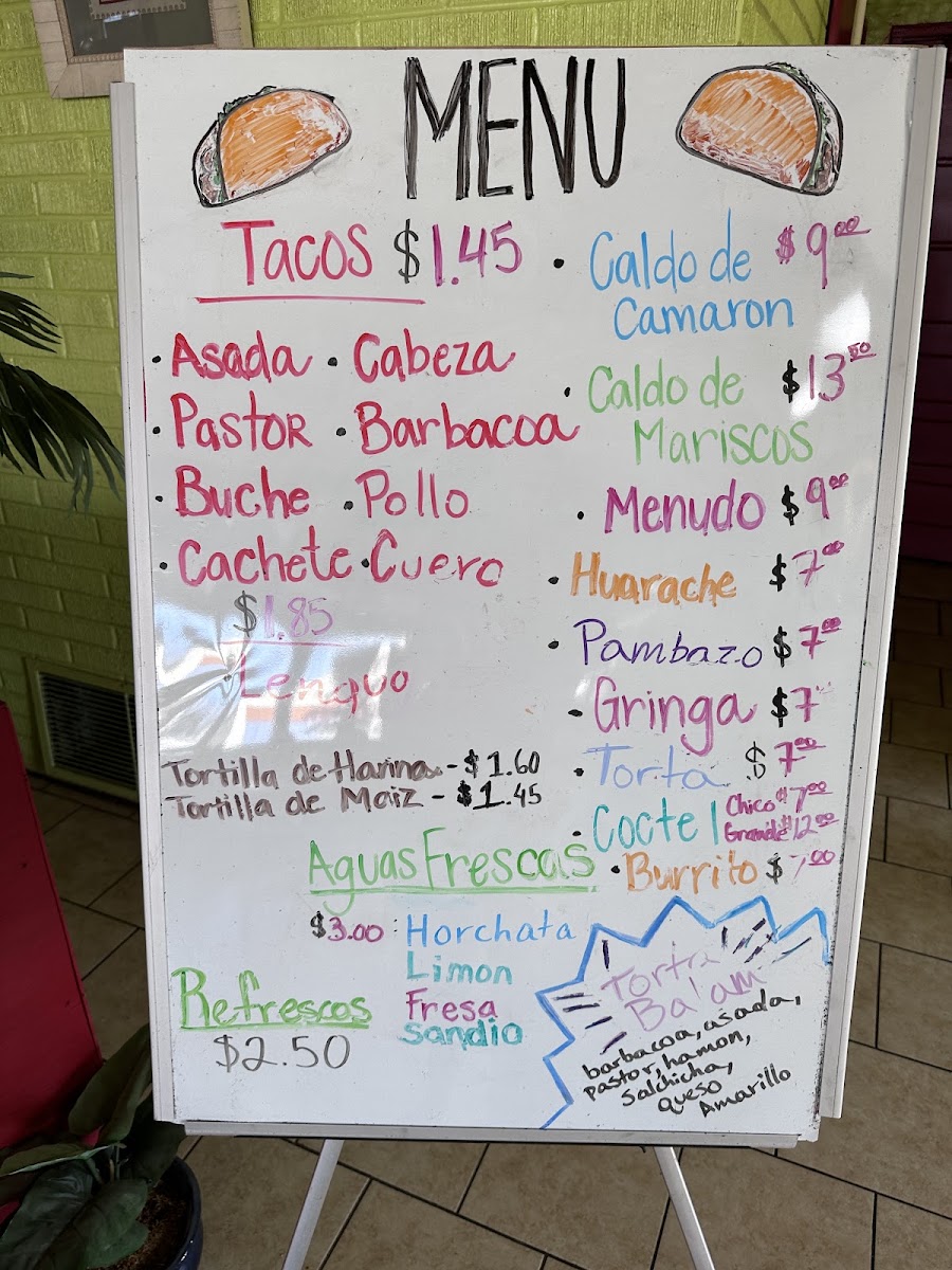 Chilambalam menu board