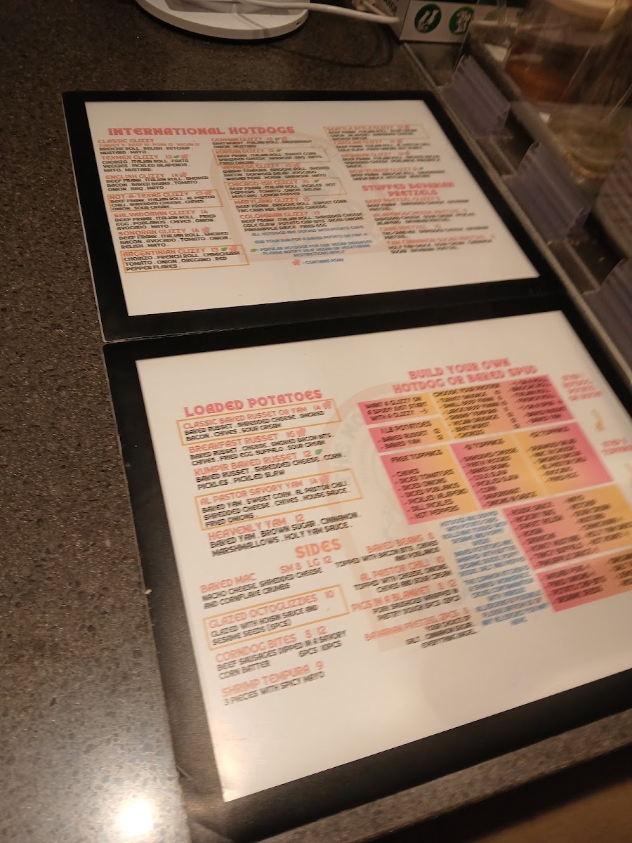 The Nomadic Glizzy menu board