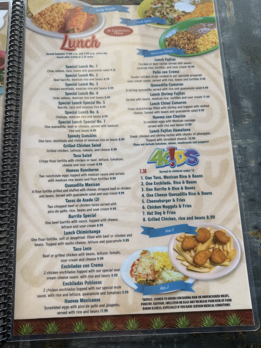 Rey Azteca menu board