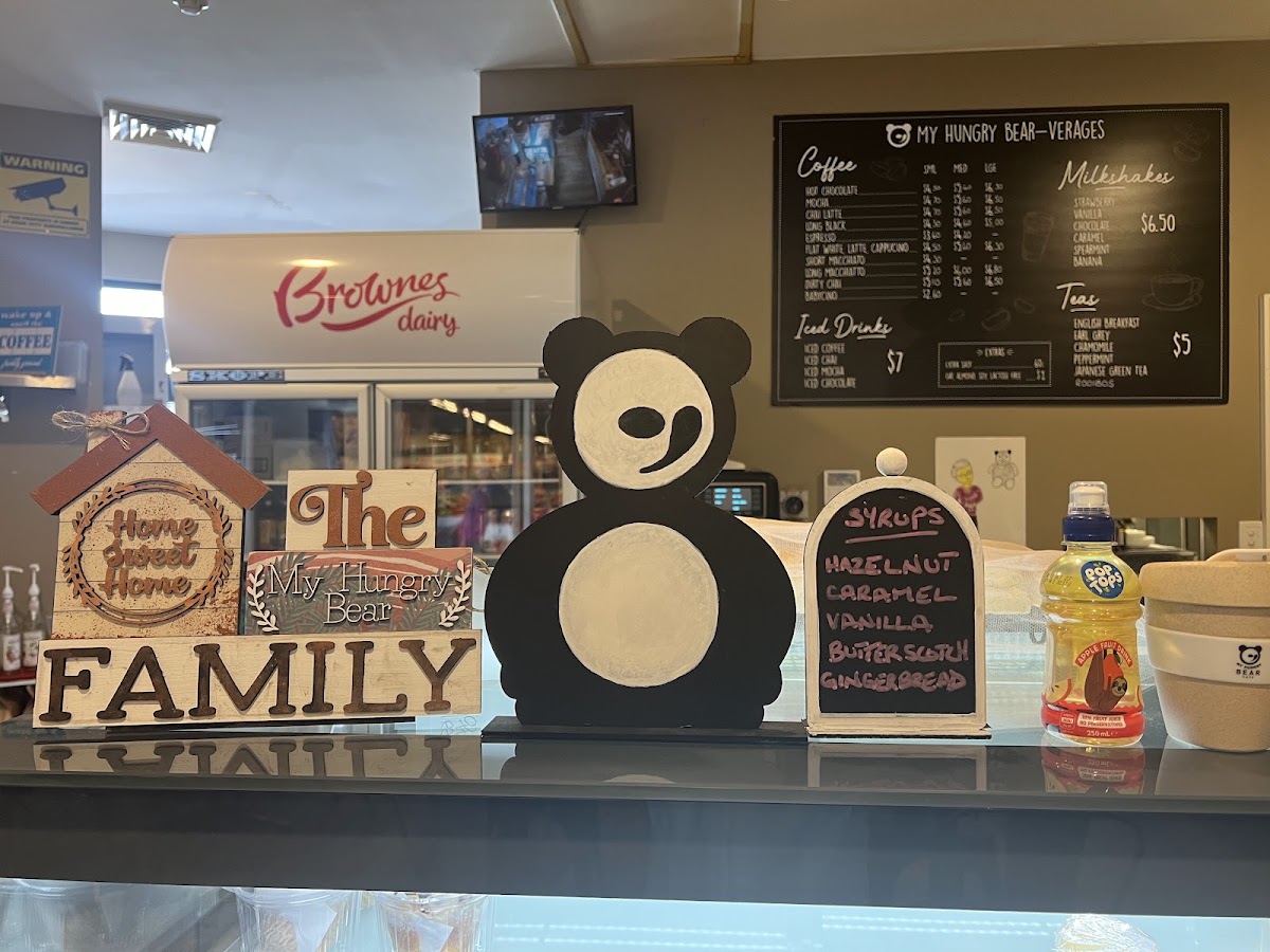My Hungry Bear Cafe menu board
