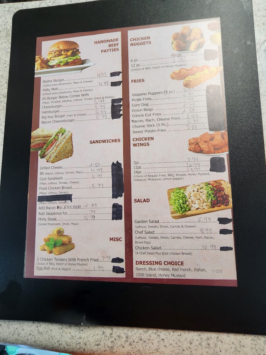 Macks Restaurant menu board