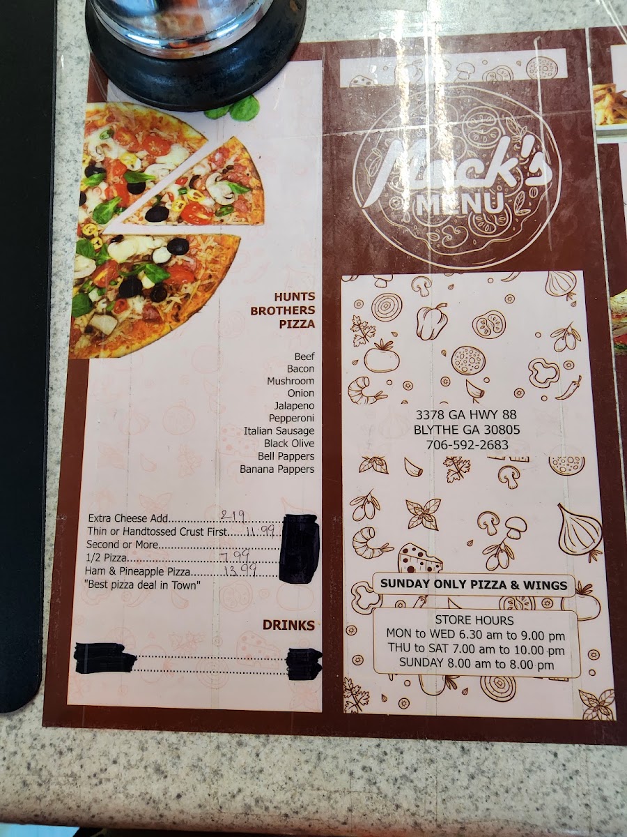 Macks Restaurant menu board
