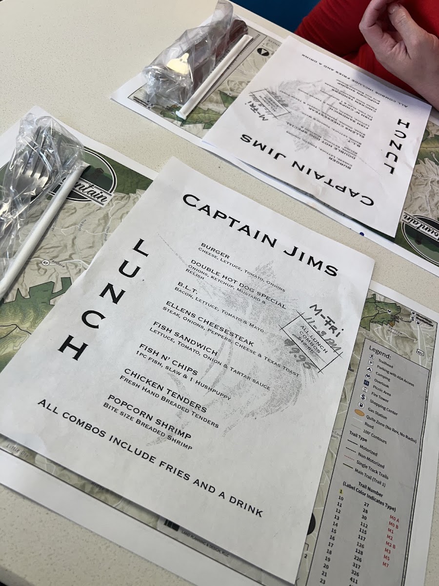 Captain Jim's Restaurant And Seafood menu board
