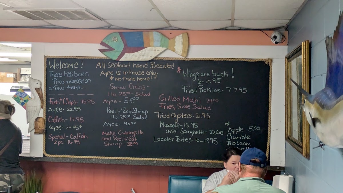 Captain Jim's Restaurant And Seafood menu board