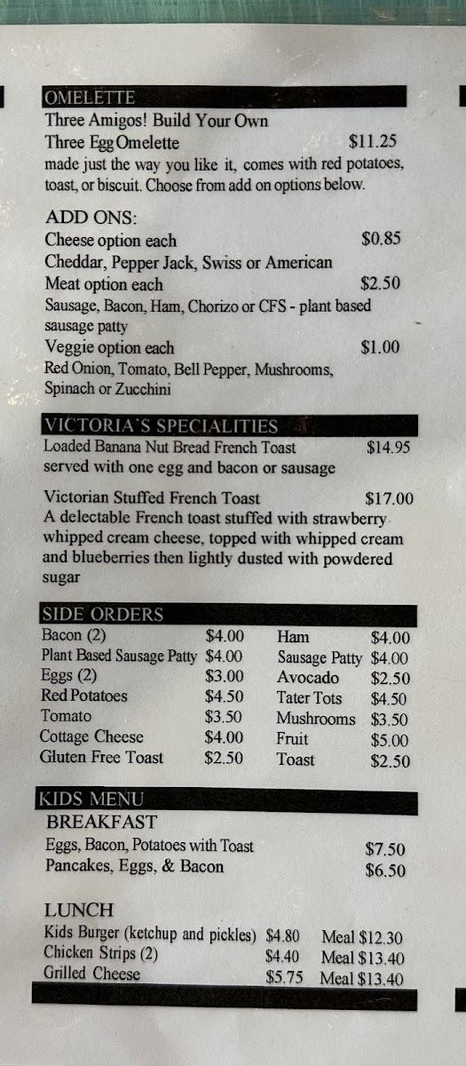 Bartels Restaurant menu board