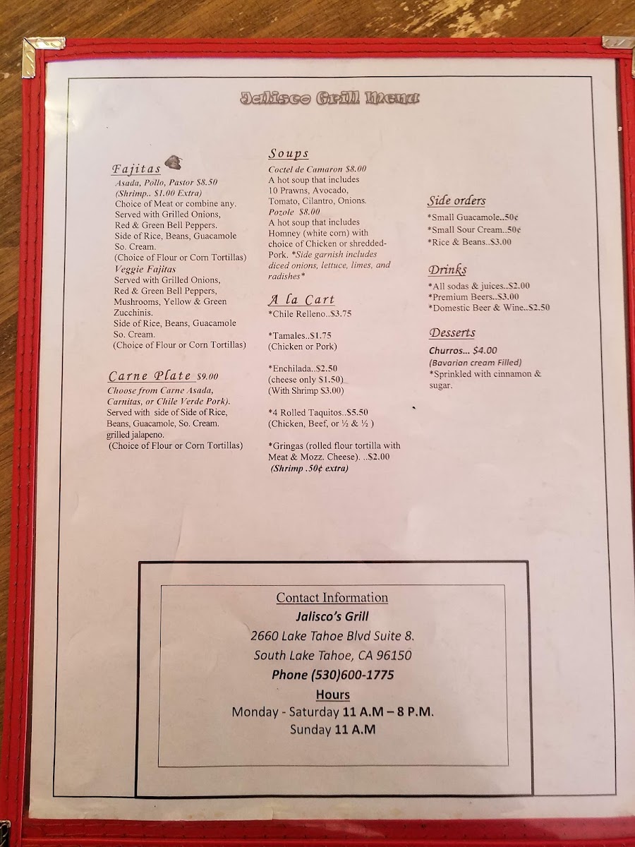 Los Portales Jaliscos | Mexican menu board