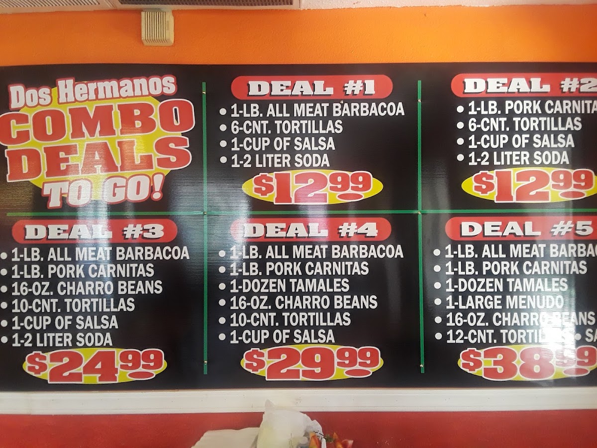 Dos Hermanos Mexican Restaurant menu board