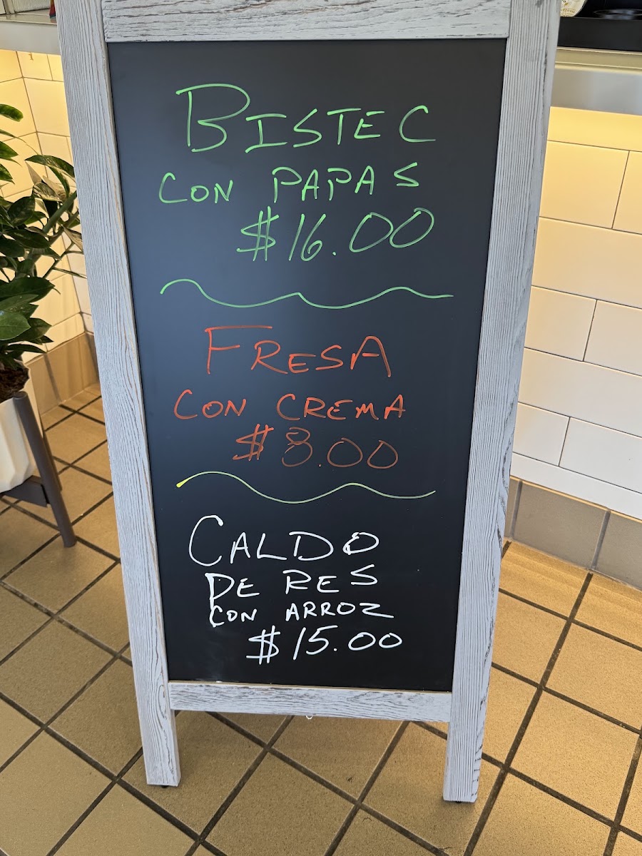Carmelita's menu board