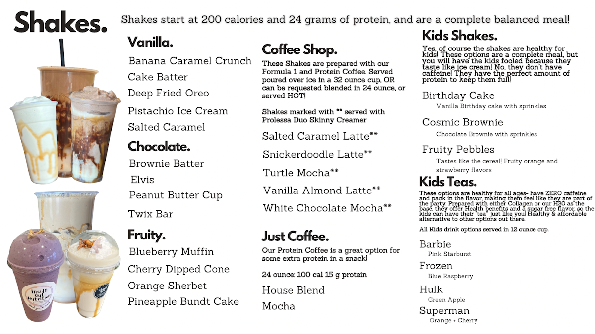 Inside Out Nutrition menu board