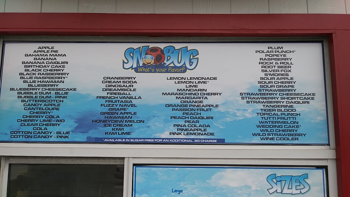 Snobug menu board