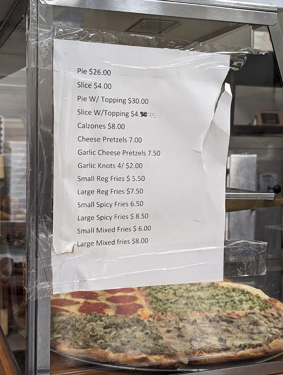 Liberty Pizza menu board