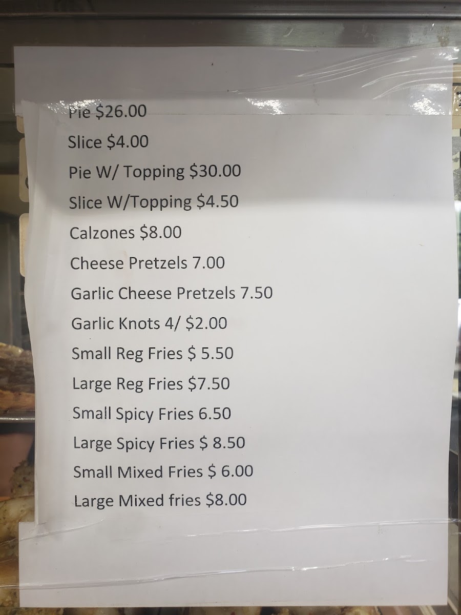 Liberty Pizza menu board