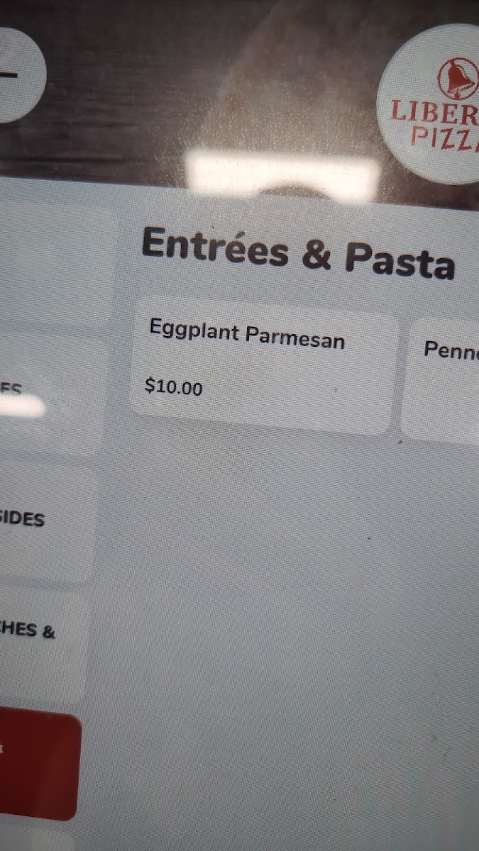 Liberty Pizza menu board