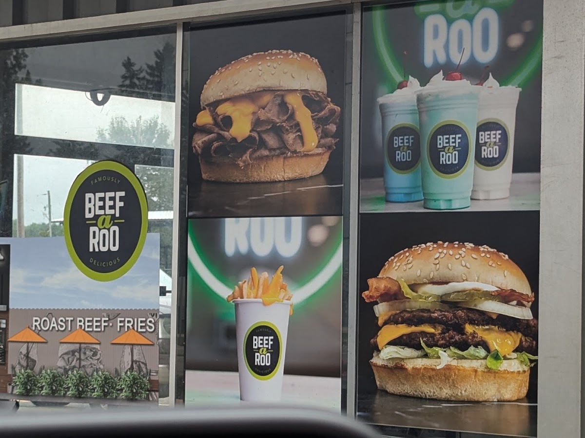 Beef-A-Roo Rose City menu board