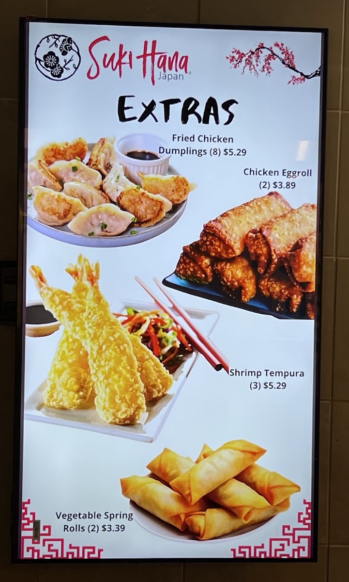 Suki Hana menu board