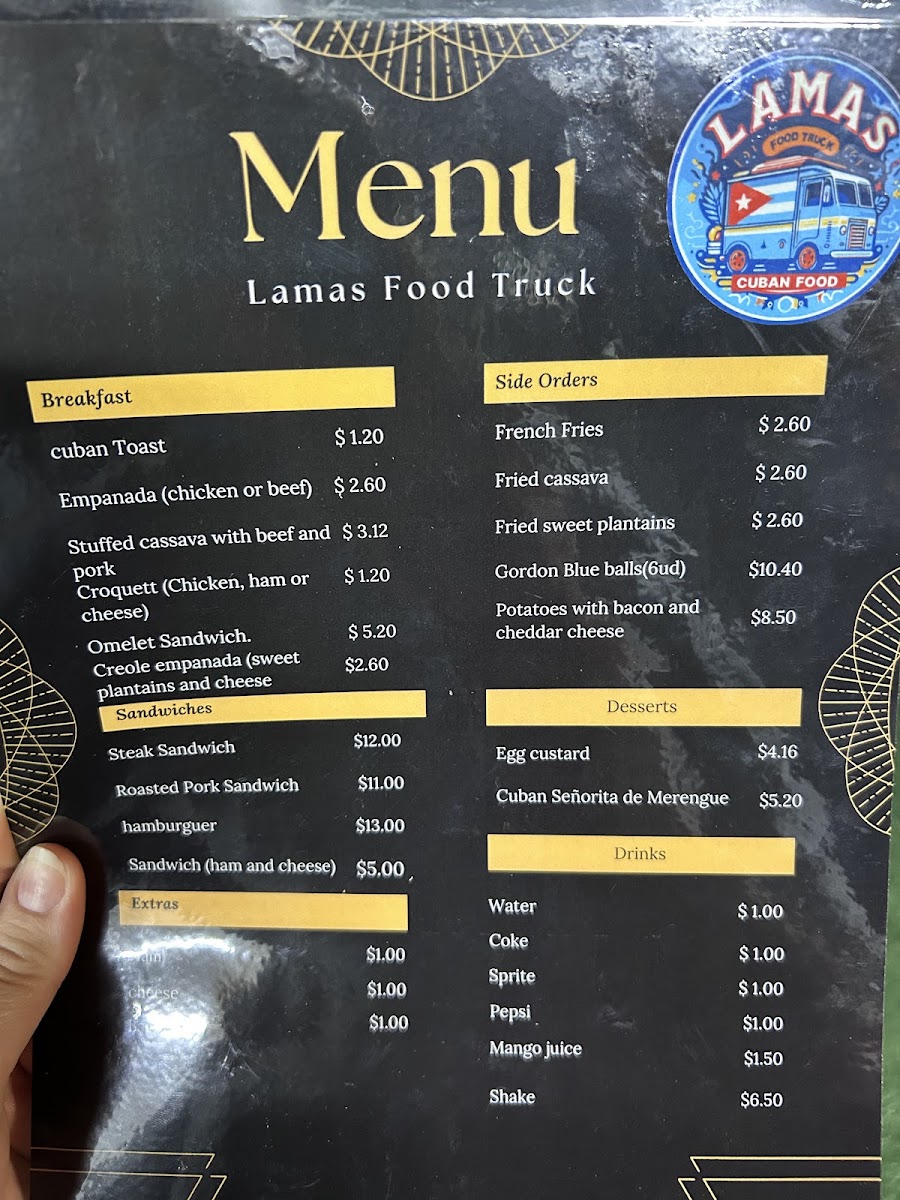 Lamas Food Truck menu board