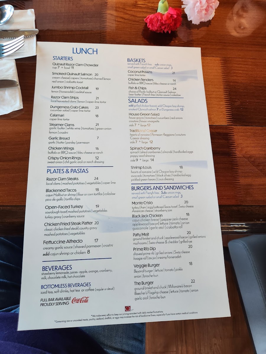 Emily's Fine Dining menu board