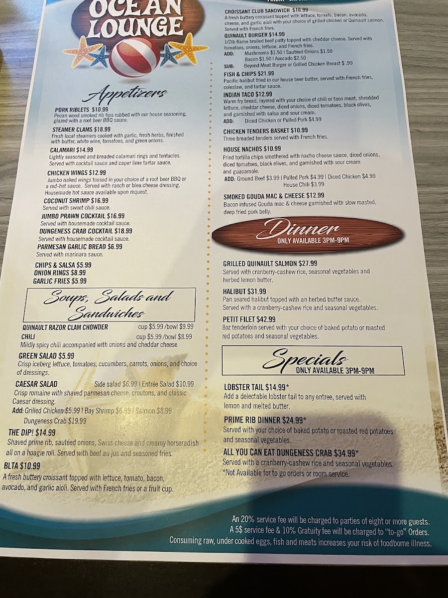 Emily's Fine Dining menu board
