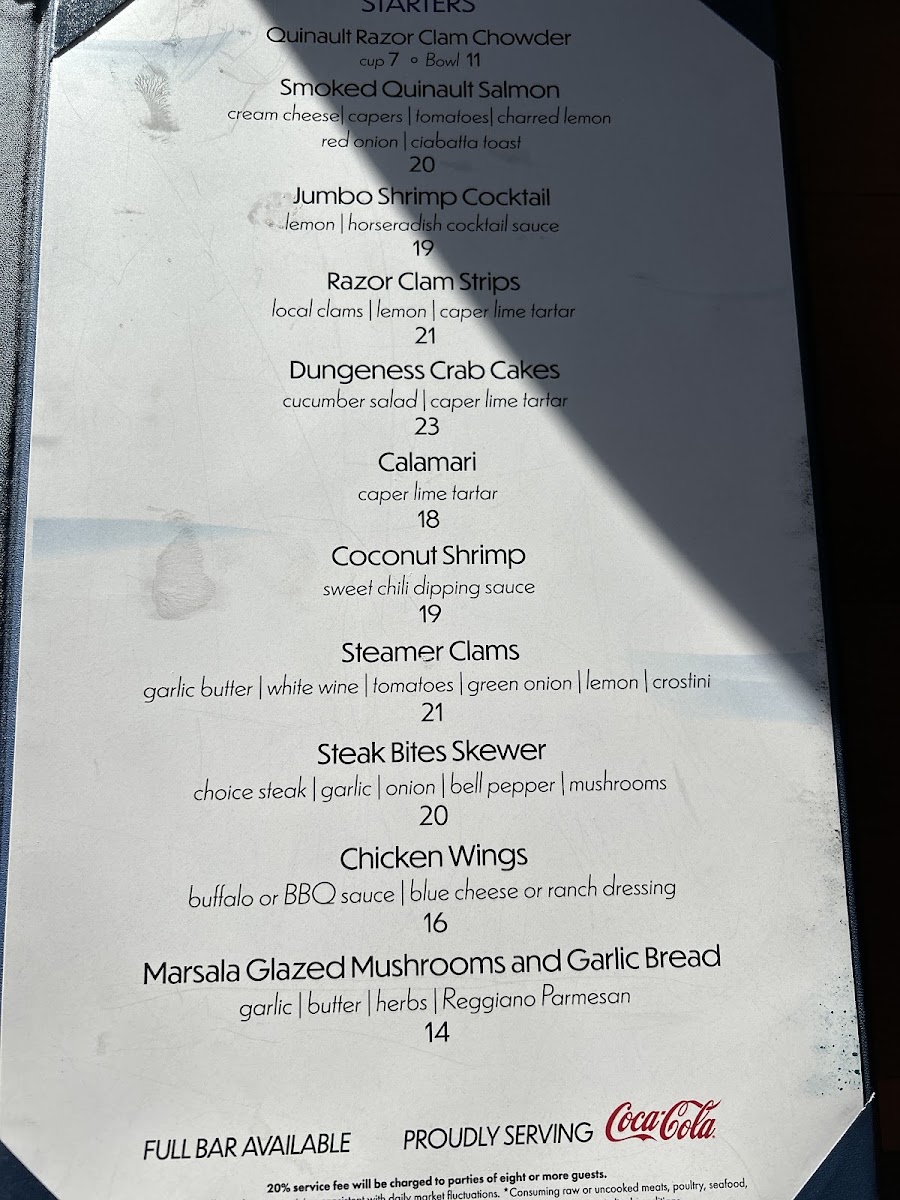 Emily's Fine Dining menu board