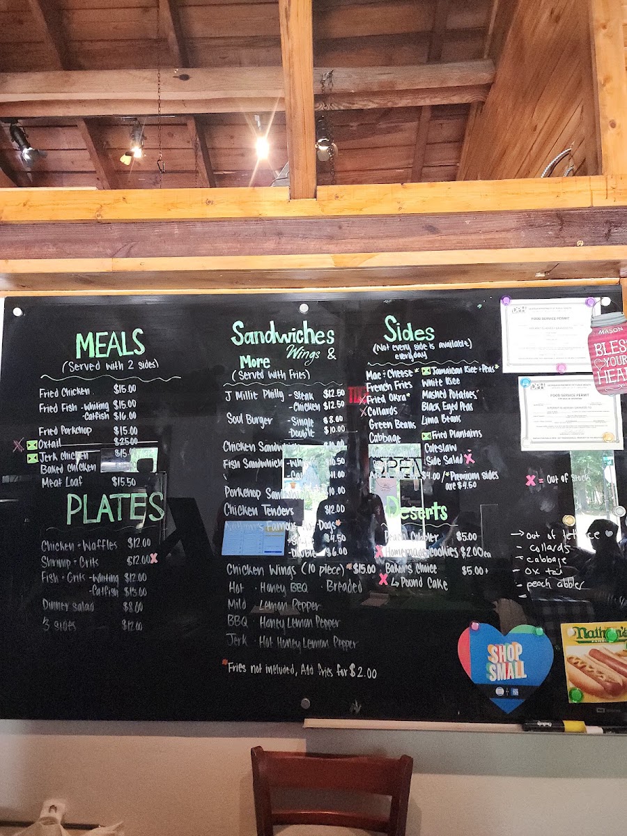 Green Front Cafe menu board