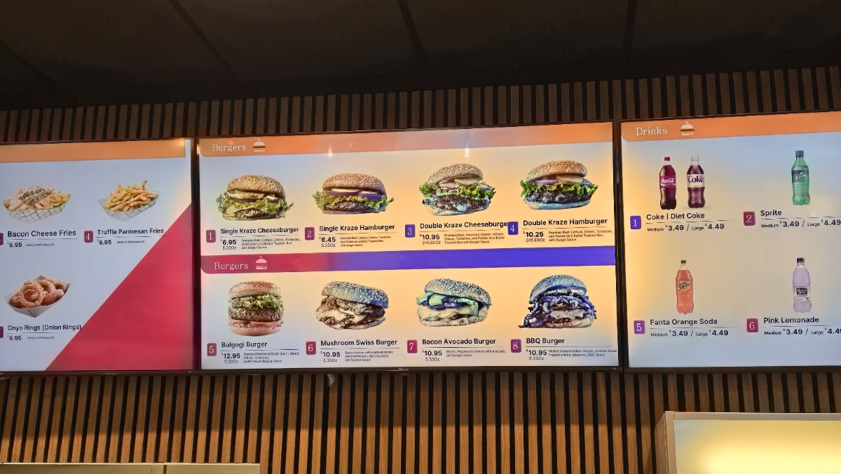 Burger Kraze menu board