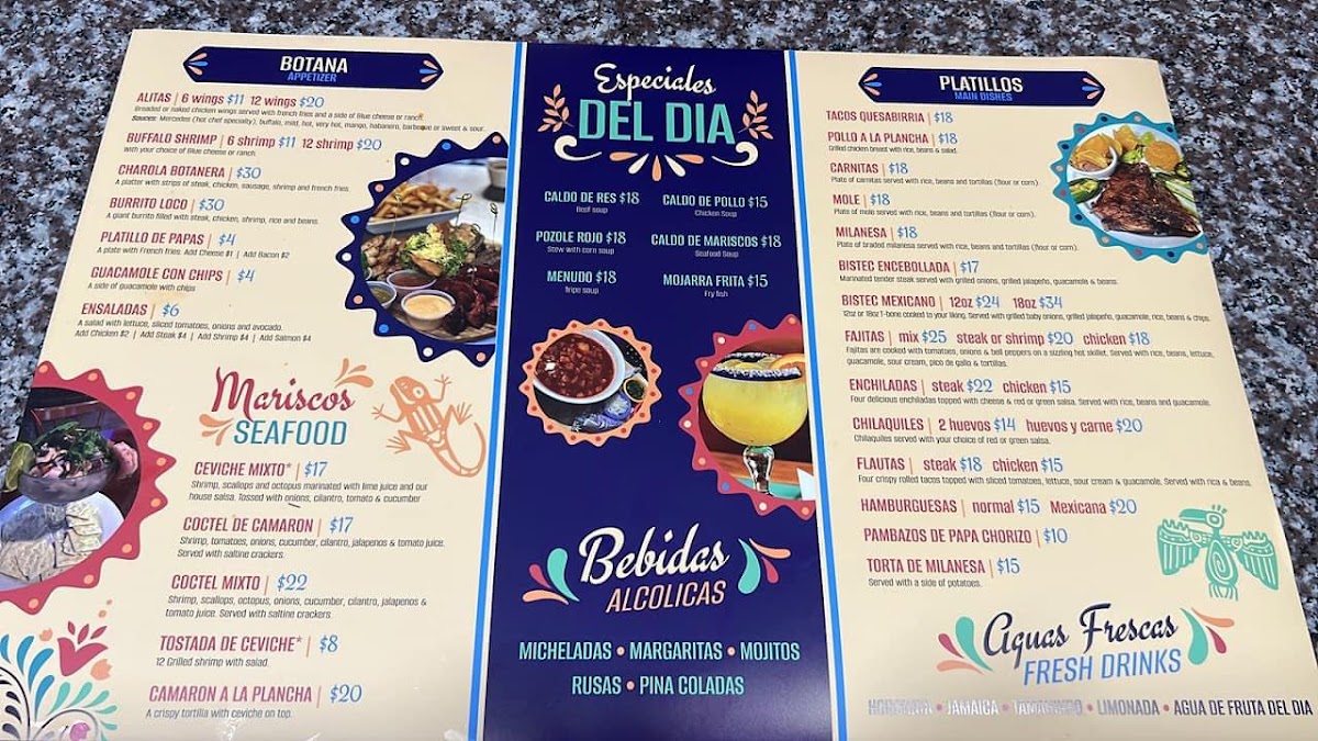 Otro Nivel Restaurant & Bar menu board