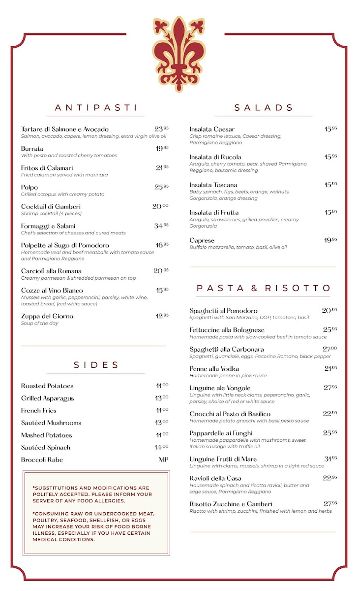 Trattoria Toscana menu board