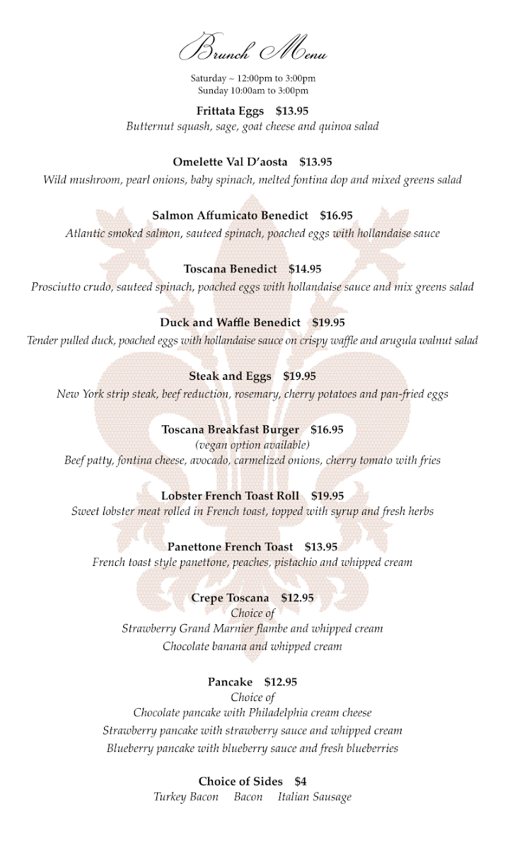 Trattoria Toscana menu board