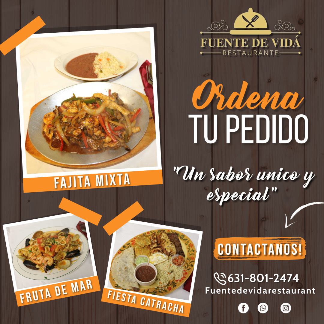 Restaurante Fuente De Vida menu board