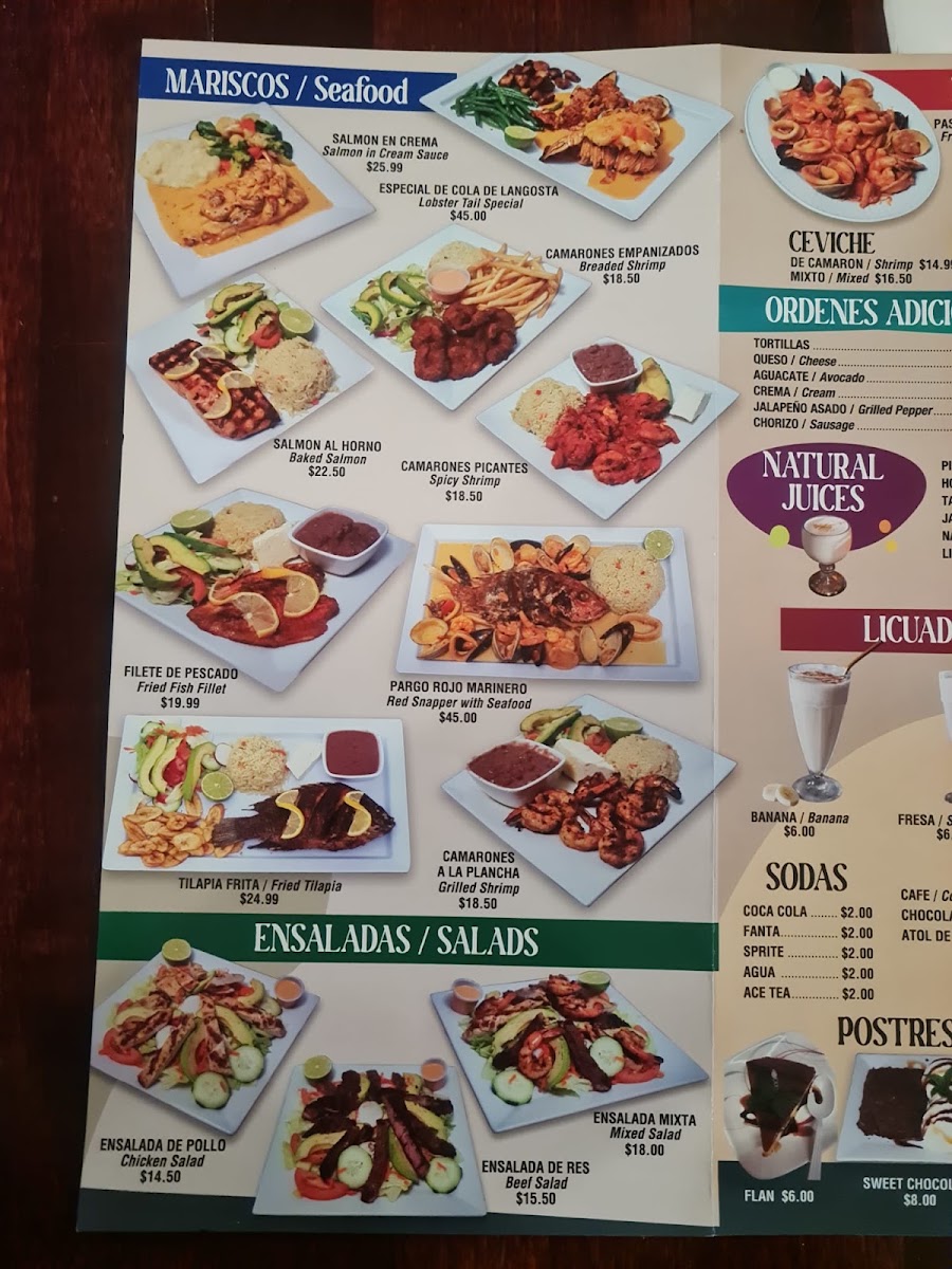 Restaurante Fuente De Vida menu board
