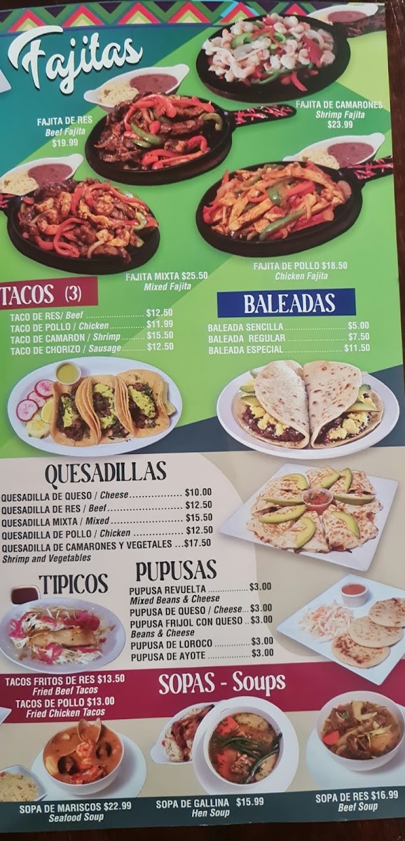 Restaurante Fuente De Vida menu board
