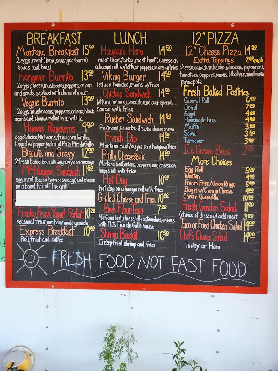 Haugan Express menu board
