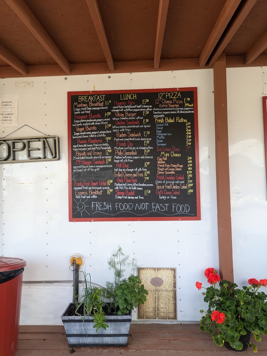 Haugan Express menu board