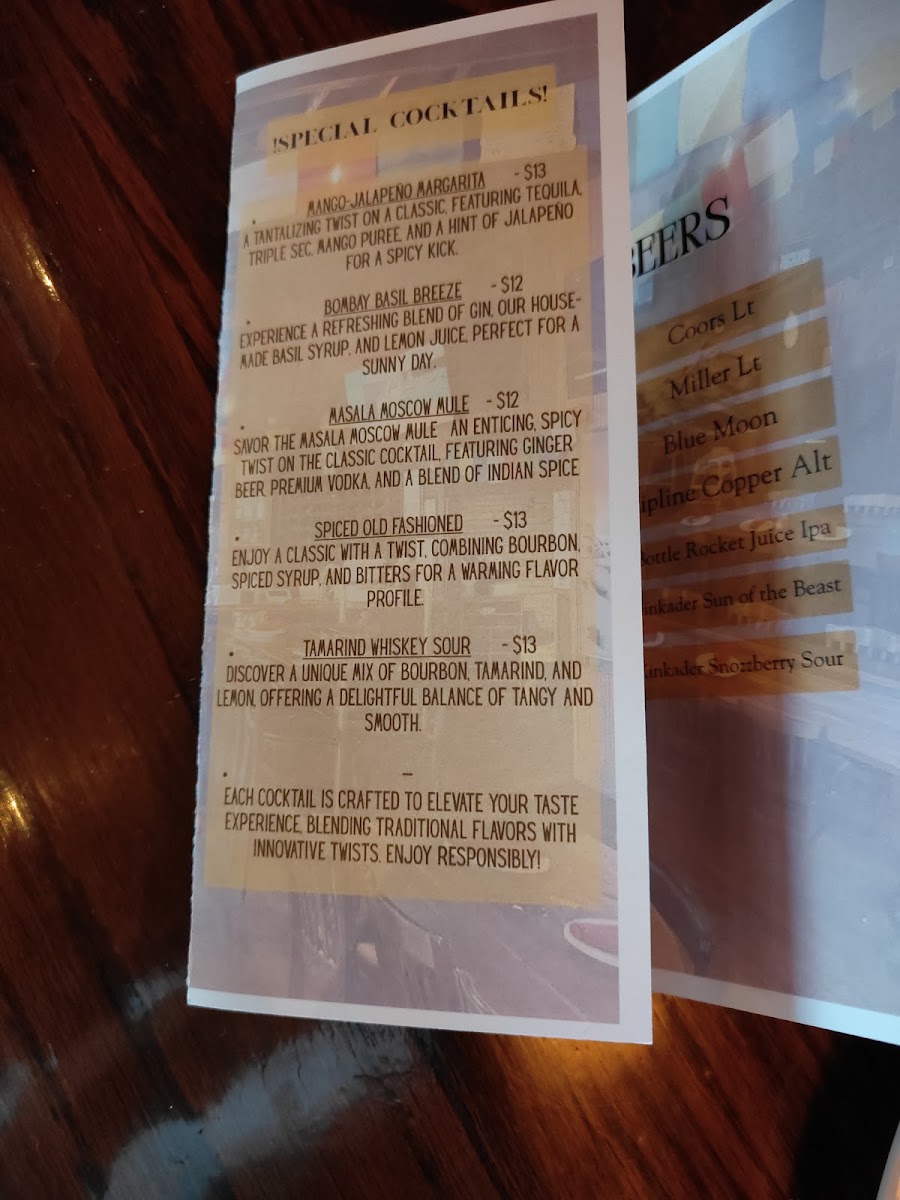 Everest Indian Kitchen menu board