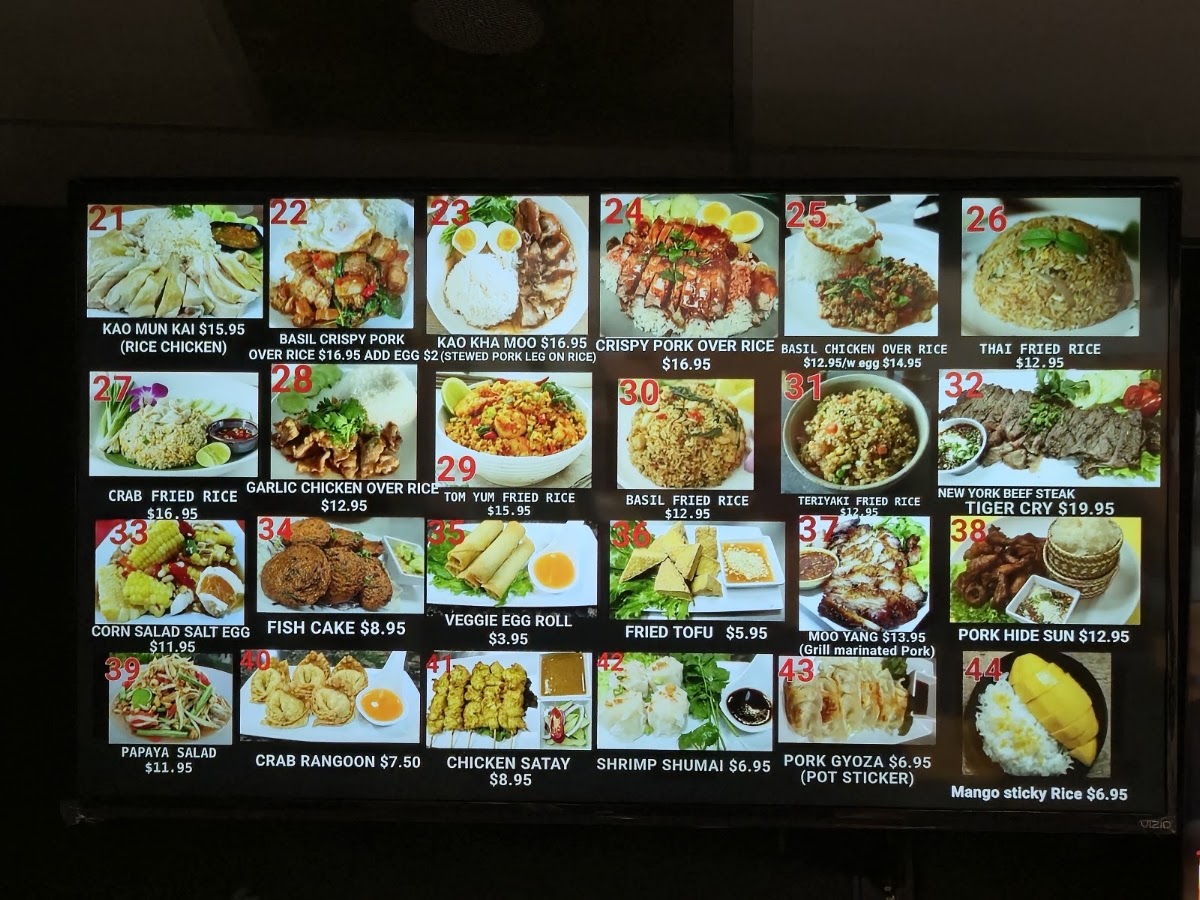 P Dern Thai Kitchen, Niles, IL menu board